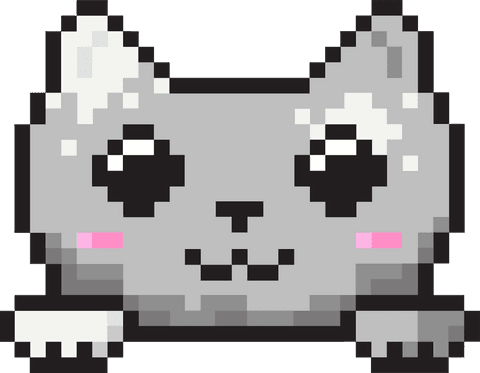 cute gray pixel art cat head with paws on transparent background - Download Free Stock Videos Pikwizard.com