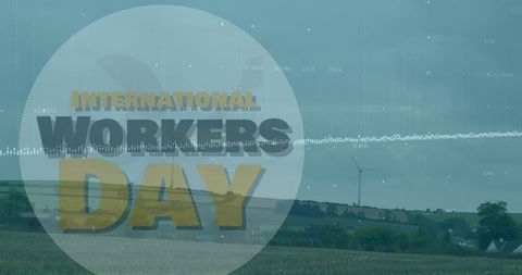 Wind Turbine in Scenic Countryside Celebrating International Workers Day