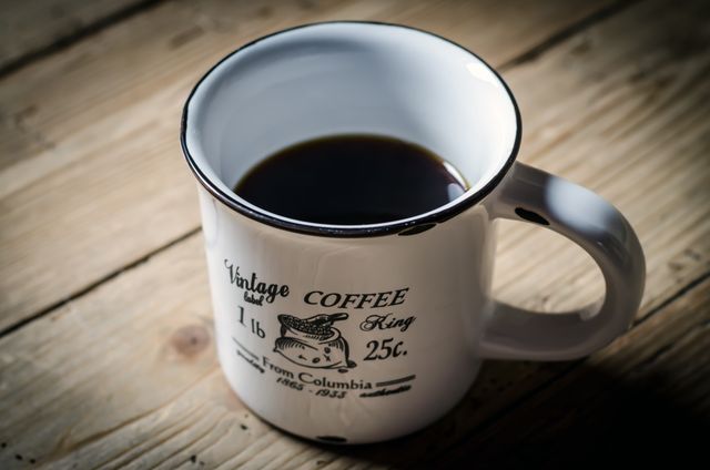 Vintage Coffee Mug on Rustic Wooden Table with Hot Black Coffee - Download Free Stock Photos Pikwizard.com