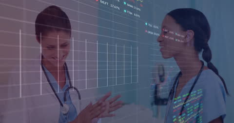 Animated Data Processing with Diverse Female Doctors Collaborating