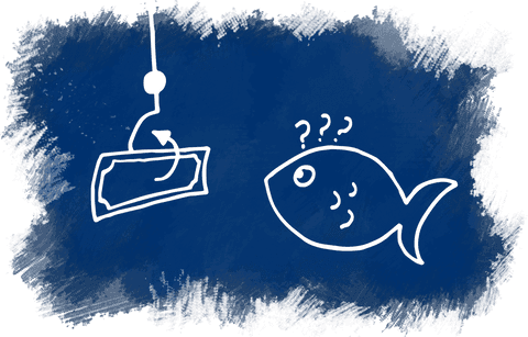 This detailed vector illustration depicts a metaphorical financial lure with money on a hook, accompanied by engaging fish and abstract elements on a transparent background. Ideal for articles or presentation designs about financial strategies, investment risks, or consumer temptations. Suitable for marketing materials, educational purposes, and editorial content emphasizing the concept of financial bait.
