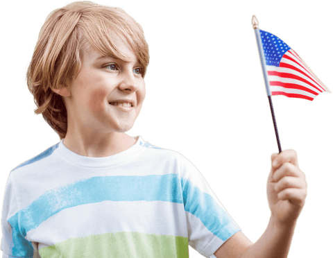 smiling boy holding small american flag on transparent background - Download Free Stock Videos Pikwizard.com