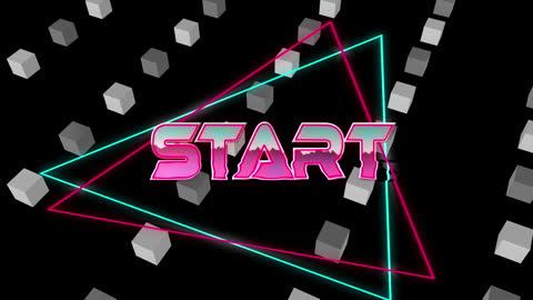 Retro Digital Game Start Icon with Neon Highlights