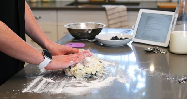 Person Preparing Scone Dough in Modern Kitchen with Ingredients - Download Free Stock Images Pikwizard.com