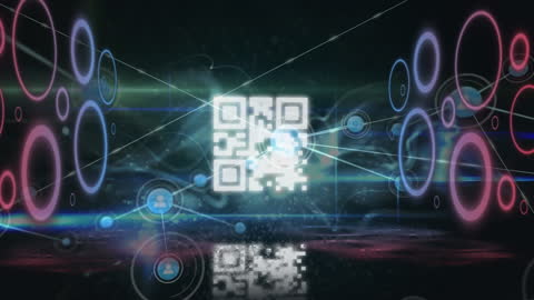 Futuristic Digital QR Code in Network Interface