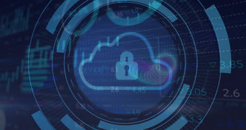 Digital Security Cloud and Padlock Illustration