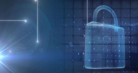 Digital padlock signifying cybersecurity and data protection