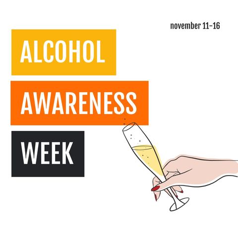 Alcohol Awareness Week Hand Holding Champagne Glass - Download Free Stock Templates Pikwizard.com