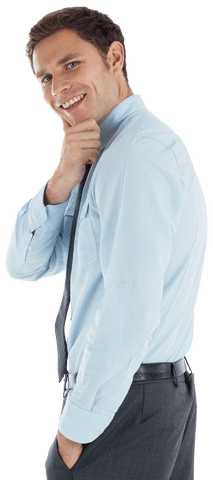 Thoughtful Businessman Pondering with Hand on Chin