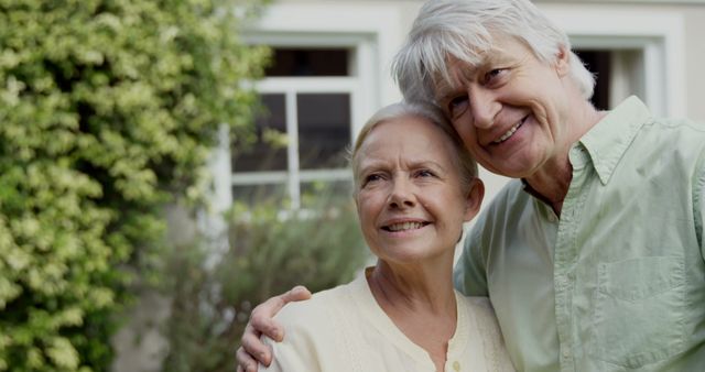 Senior Couple Embracing and Smiling Outdoors - Download Free Stock Images Pikwizard.com