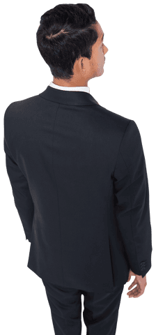 Back View of Biracial Businessman in Suit on Transparent Background