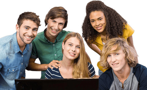 diverse group of happy students using transparent computer - Download Free Stock Videos Pikwizard.com