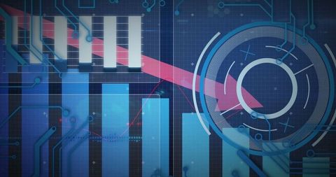 Digital Financial Data with Declining Red Arrow in Futuristic Design - Download Free Stock Images Pikwizard.com