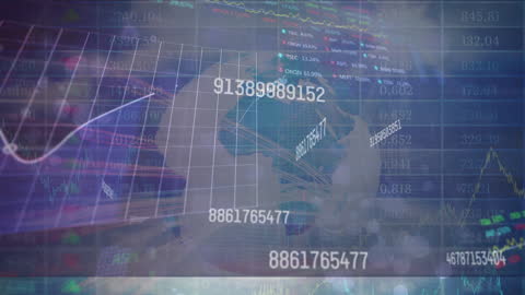 Digital Data Animation with Globe and Financial Charts