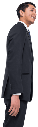 Smiling biracial businessman side profile on transparent background