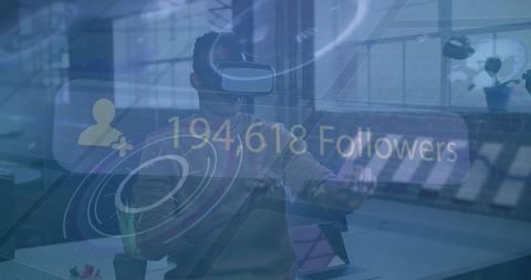 VR and Social Media Concept in Contemporary Office Setting