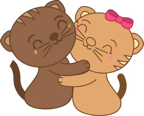 cute cartoon cats hugging with transparent background - Download Free Stock Videos Pikwizard.com