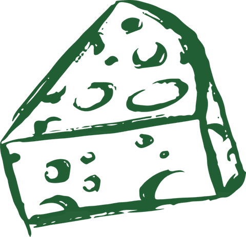 Stylized green cheese wedge with transparent background
