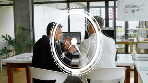 Team Collaborating with Mixed Reality Holograms in Modern Office