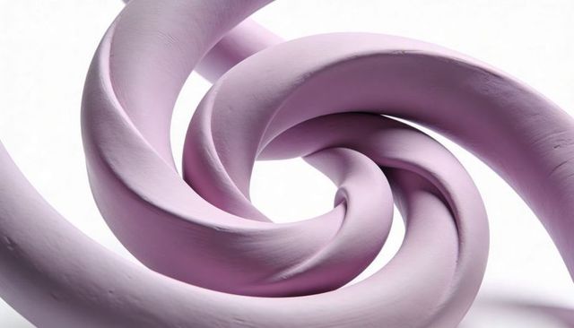 Pastel pink spiral knot sculpture minimal twisted ribbon abstract background art soft