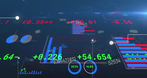 Digital Data Analytics Visualization on Blue Background