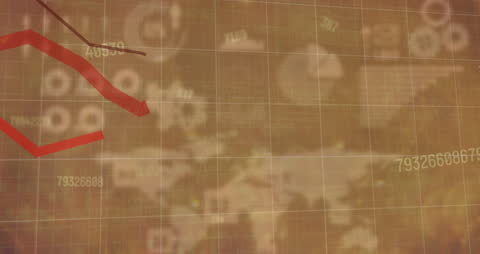 Digital graphs and data over world map interface