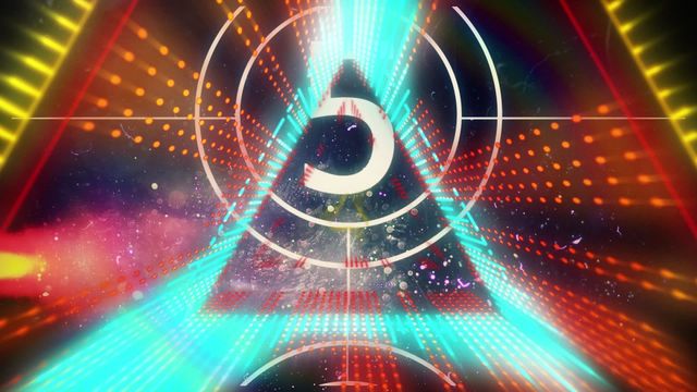 This video of a digital interface depicts an animated abstract triangle with colorful light beams and numbers in a circle overlay. It evokes a sense of technology and creativity. Useful for modern design projects, tech presentations, digital countdowns, and futuristic theme visuals.