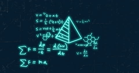 Futuristic Animation of Mathematical Equations and Formulas
