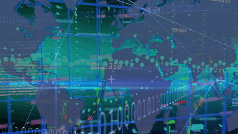 Global Data Network and World Map Animation