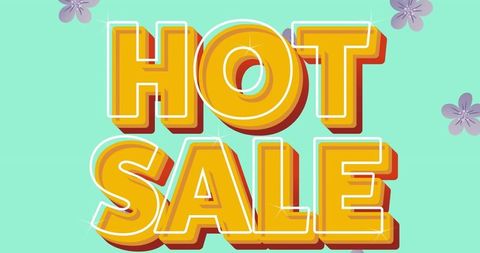 Bold Hot Sale Promotion with Vibrant Text and Floral Background