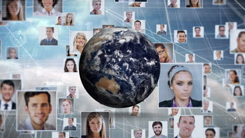 Global Networking Concept with Business Portraits and Earth