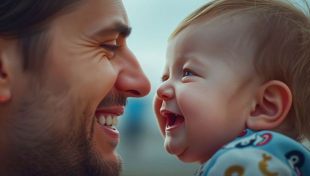 Father and Giggling Infant Sharing Tender Moment