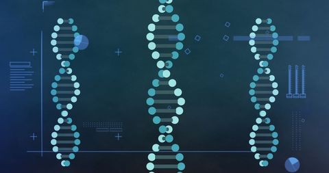 Abstract DNA Strands with Digital Interface Elements - Download Free Stock Images Pikwizard.com