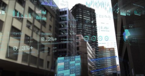 Financial Data Visualization on Urban Cityscape Background - Download Free Stock Images Pikwizard.com