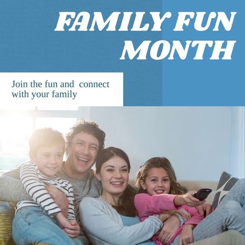 family watching tv together celebrating family fun month - Download Free Stock Templates Pikwizard.com