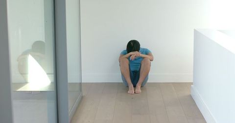 Lonely Asian Student Sitting Alone at Home - Download Free Stock Images Pikwizard.com