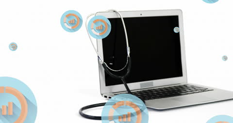 Stethoscope on Laptop Representing Healthcare Technology