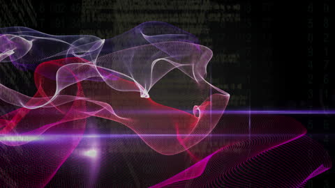 Abstract Digital Waves with Light Effect on Dark Background