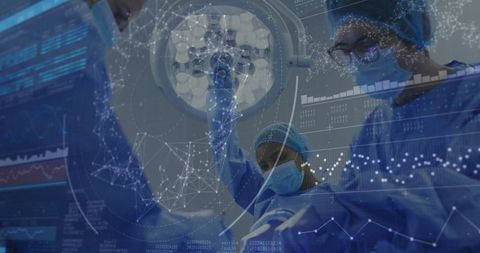 Medical Team Collaborating in High-Tech Operating Room