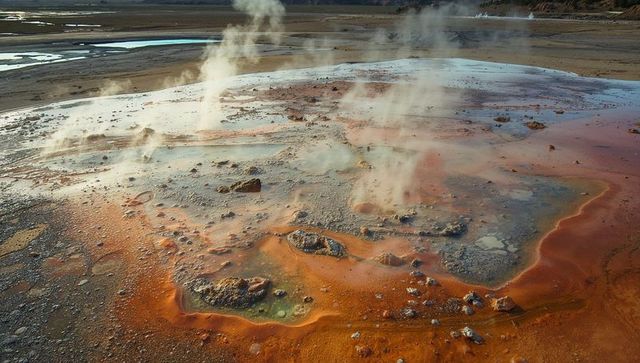 Mesmerizing geothermal field with bubbling hot springs and mineral-rich colors