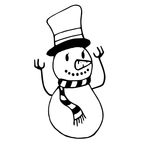 Black Snowman Silhouette on Transparent Background for Winter Design