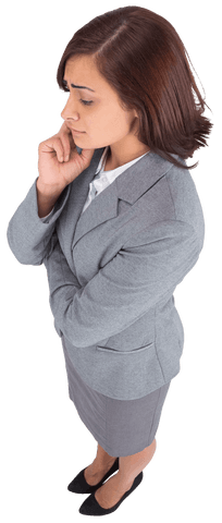 Transparent Worried Businesswoman Thoughtfully Looking Down