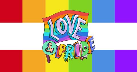 Colorful Love and Pride Graphic with Rainbow Flag Design