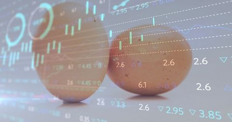 Brown Eggs Representing Financial Growth with Digital Overlay