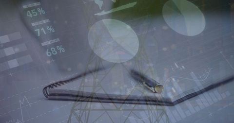 Spiral Notebook and Technology Elements Overlaid for Business Analysis - Download Free Stock Images Pikwizard.com