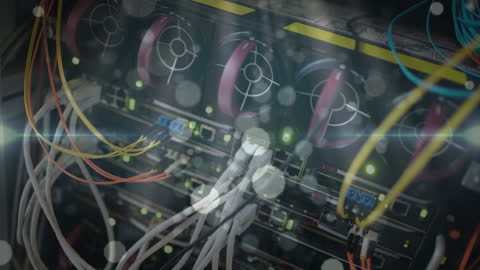 Futuristic Network Server with Animated Digital Connections