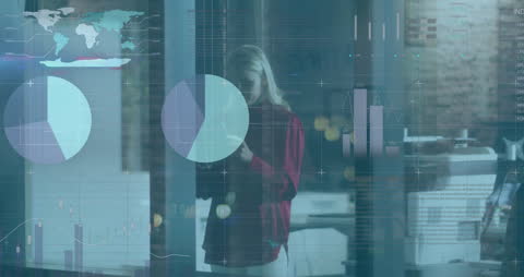 Businesswoman Analyzing Data on Smartphone in Digital Office