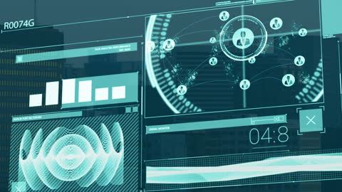 Abstract Digital Interface Over Cityscape