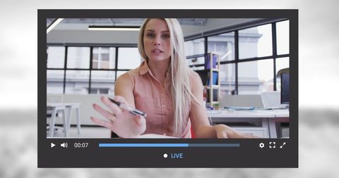 Caucasian Woman Hosting Image Blog in Modern Office - Download Free Stock Images Pikwizard.com