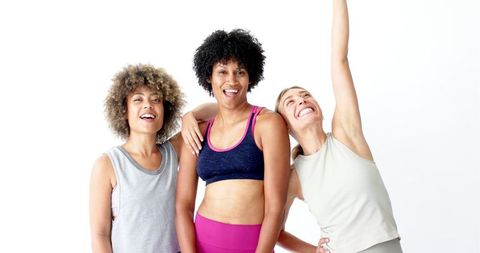 Energetic Friend Group Enthusiastically Embracing Fitness